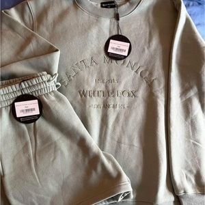 White Fox Oversized Sweater and lounge shorts.  Sell as set
